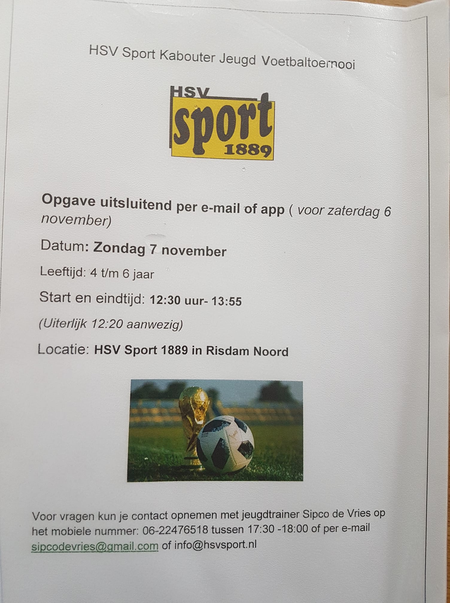Kaboutertoernooi 7 november meld je aan!